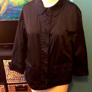 Willow Bay 1x Black Stretch Cotton casual jacket with 3/4 sleeves & pockets